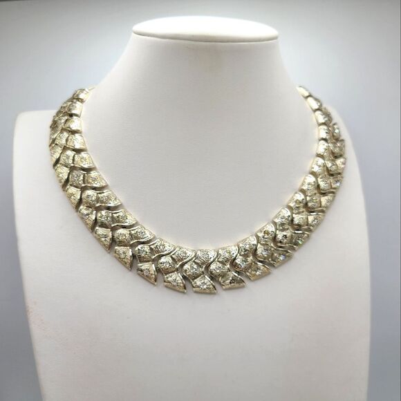 Vintage Jewelry - Vintage CORO Goldtone Rhinestone Necklace, Adjustable Length